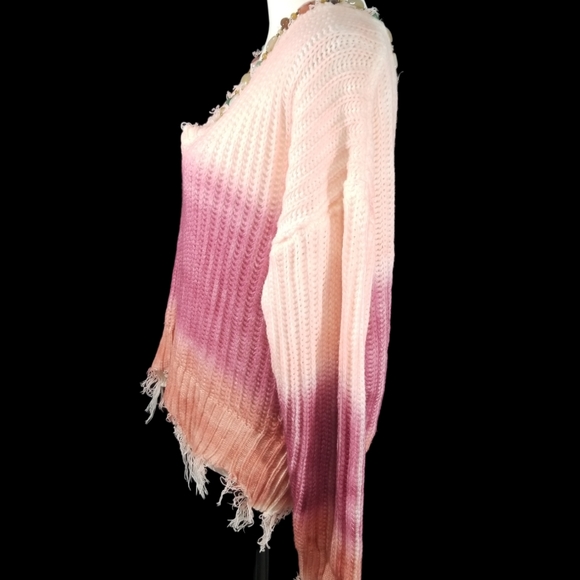 Macaron Ombre V Neckline Knitted Sweater. M - Picture 4 of 13